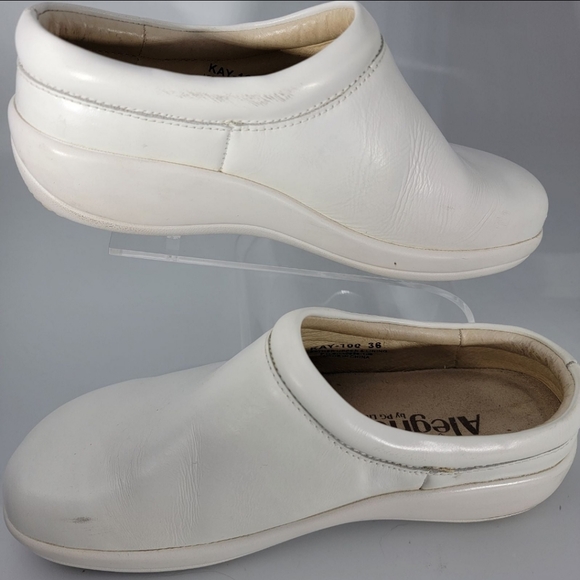 Alegria Slip On Comfort Shoe White Leather 36 Removable Insole Nursing Medical - Picture 8 of 12